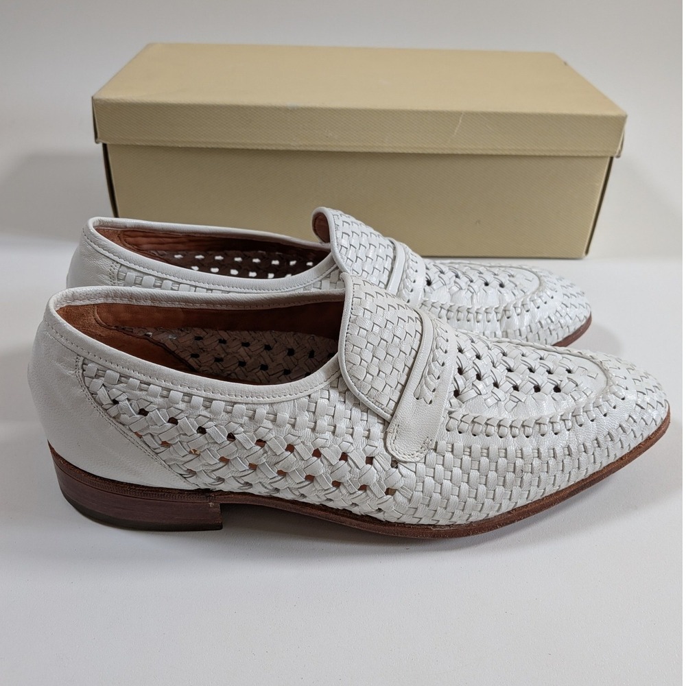 Florsheim Designer Collection Eton White Woven Leather Loafers Men's 7.5 D 43013 - Picture 2 of 9
